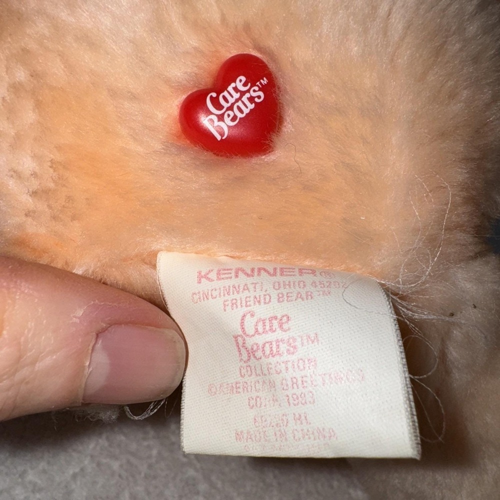 Vintage 1983 Care Bears 14" FRIEND BEAR Plush Stuffed Bear Kenner American Greet - Picture 5 of 5